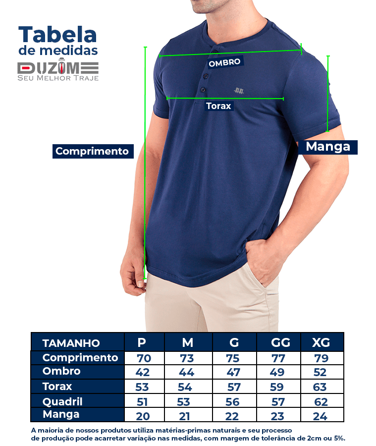 Kit Henley C/3 Camisetas premium gola padre algodão egípcio  branco, azul claro e preto  - Duzome