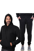 Conjunto Blusão + Calça Moletom Preto Hoddie Canguru Liso Felpado 2 Cabos - Duzome