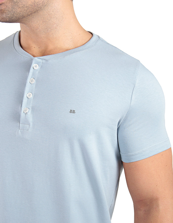 Camiseta henley gola padre marinho premium algodão egípcio  - Duzome