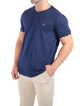 Camiseta henley gola padre marinho premium algodão egípcio  - Duzome