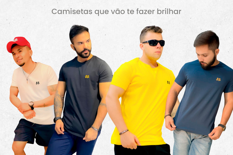 Kit c/4 Camisetas exclusivas Branca | Vermelha | Preta | Amarela - Duzome