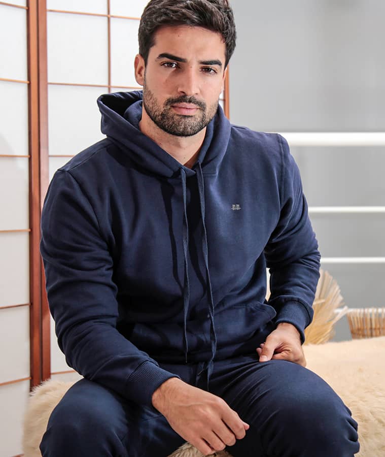 Conjunto Blusão + Calça Moletom Preto Hoddie Canguru Liso Felpado 2 Cabos - Duzome